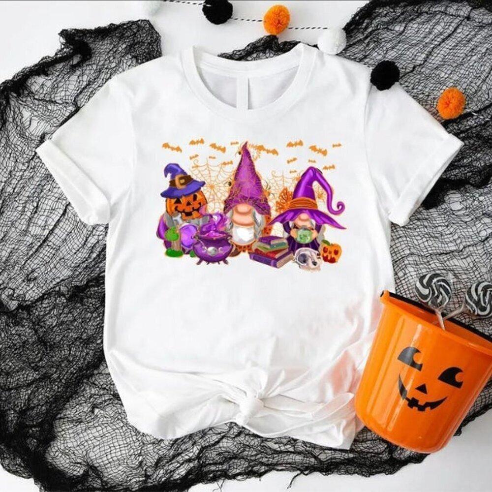 Funny Halloween Gnomes Cute Spooky Fall Season Party Graphic T-Shirt